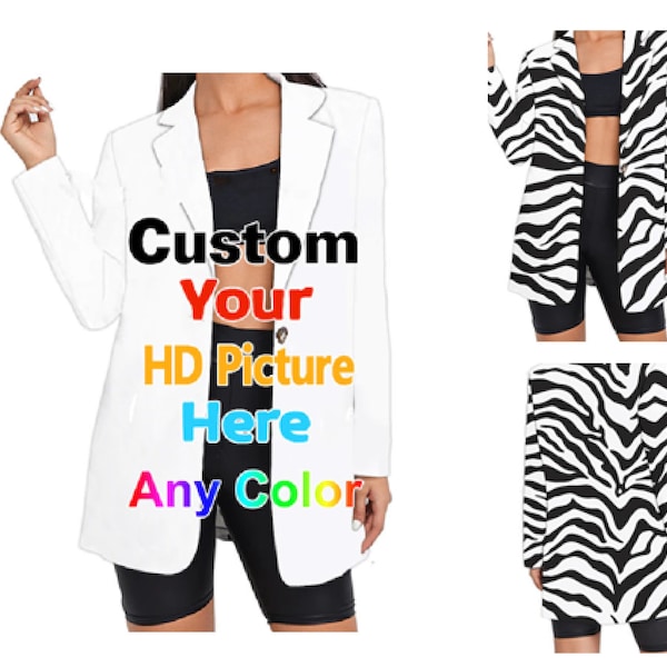 Personalized Suit for Women - Custom Suit with Logo Picture Text Background - Made to Order Coat Jacket - Gift for Her Girlfriend - Blazer