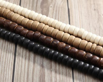 Holzperlen, runde Holzperlen, runde Spacerperlen, Handwerksperlen, Schmuckherstellung Armbandherstellung, Kokosnuss Rondelle Perle voller Strang
