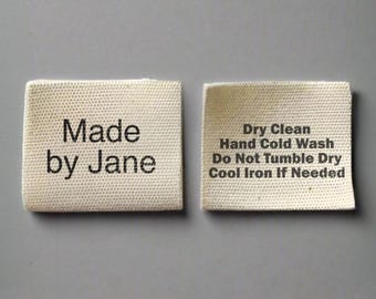 1000 Custom Clothing Labels -  Cream Beige Fabric Sew in Sew on Labels - Personalized Cloth Tags for Clothes Fold Over Cloth Labels Handmade