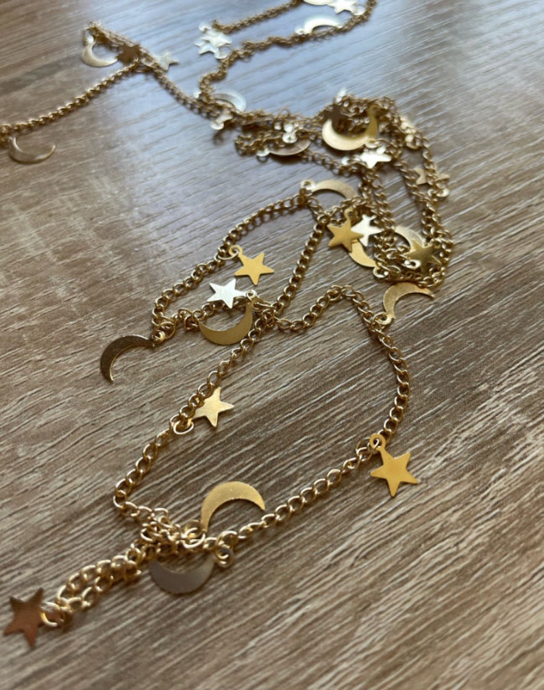 Star Moon Chain for Jewelry Making, Gold Silver Chains Findings, Stars Body Chains Crafts Accessories Wholesale Link Chain Bracelet Necklace image 1
