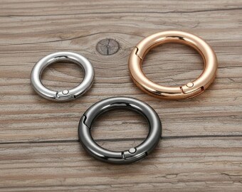 O-Rings Snap Clip Trigger Spring Opening Keyring Buckle Purse Hardware Large Size Purse Making O Ring Clasps Gate Ring Purse Round Push Hook