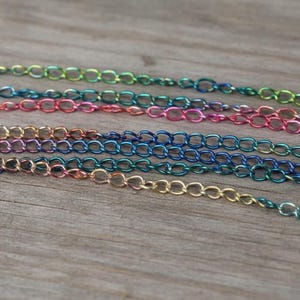 Cadena de joyería arcoíris - 1,5 mm 2,5 mm - Cadena de cable plana al por mayor - Cadenas de eslabones ovalados - Suministros para hacer joyas, accesorios, collares y pulseras imagen 6