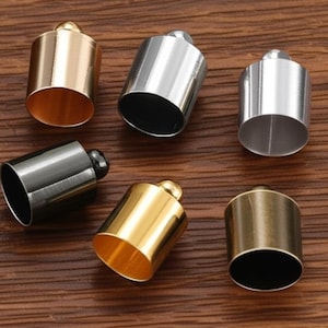 50 Pcs End Tip Cap Tassel Leather Cord End Crimp Cap Beads Caps For Jewelry Making Supplies 3 4 5 6 7 8 9 10mm Crimp Tube with Loop DIY