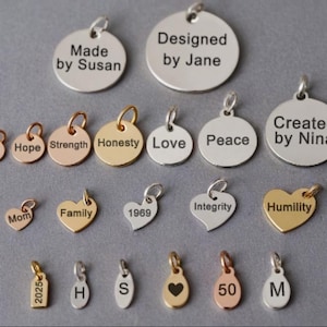 50 Custom Stainless Steel Charm, Gold Silver Personalized Charm, Logo Charm Beads, Laser Engraved Charm Beads For Jewelry Bracelets Making