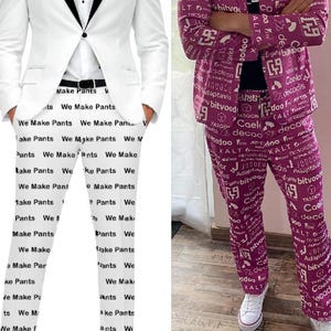 Personalized Suit Pant - Custom Long Pants with Logo Picture Text Background - Made to Order - Gift for Dad Husband Men - Mens Formal Pants