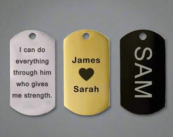 Custom Dog Tag - Personalized Laser Engraved Stainless Steel Military Pendant Style Jewellery - Rock Musicians Birthday Christmas Gift