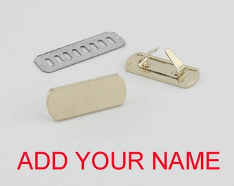 Gepersonaliseerde portemonnee tas label goud metalen lege rechthoek tags met voeten, aangepast laser gegraveerd logo voor handgemaakte, tas maken benodigdheden