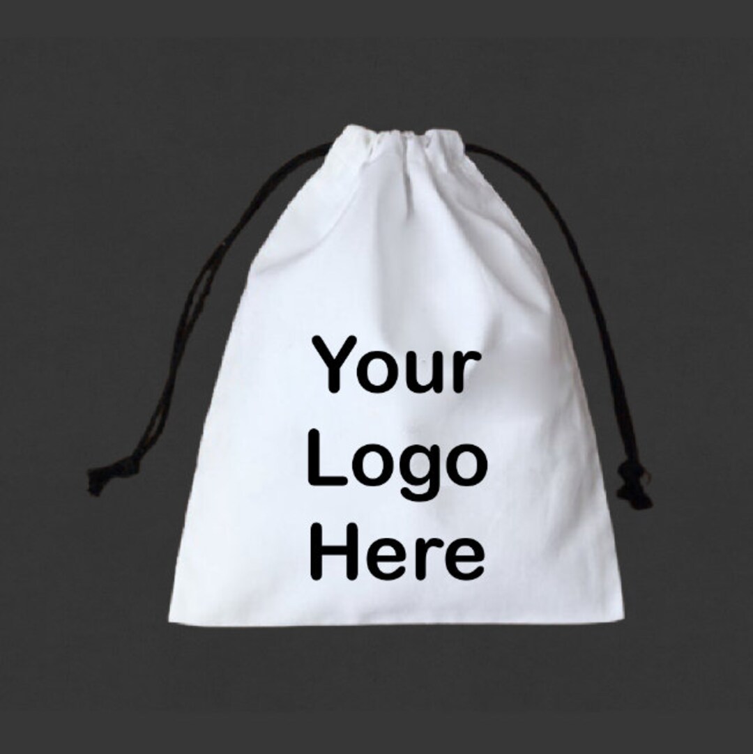 100 Custom Jewelry Pouch Personalized Drawstring Pouch White Cotton Drawstring Bag Jewelry Bag
