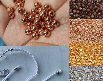 Runde Crimp Perlen, Gold Silber Crimp Perlen, DIY Armband Halskette Schmuckherstellung, Stopper Spacer Perlen, Ball Crimp End Perlen, 2mm 2,5mm 3mm 4mm