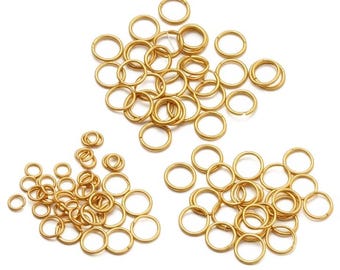 100 14K Gold Plated Jump Rings - Gold Open Jump Rings - 3mm, 4mm, 5mm, 6mm, 7mm, 8mm, 9mm, 10mm - Open Snap Close Rings Jewelry Findings