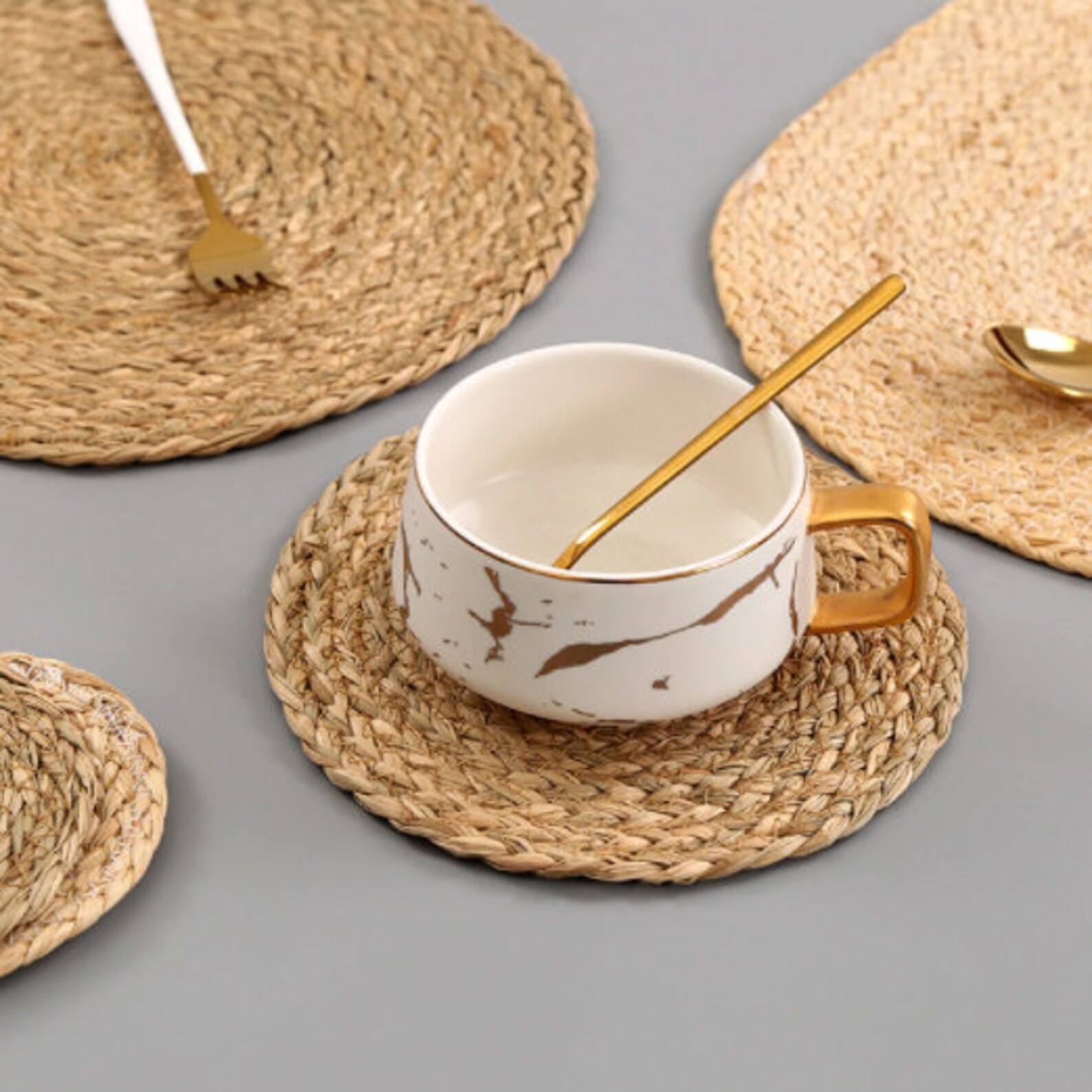 Round Woven Placemat Straw Table Mats Dining Mats Etsy