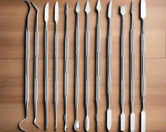 Strumento per intagliare l'argilla - Scultura in cera per ceramica - 12 spatole per intagliare - Hobby artistici per sapone - Strumento per intagliare la cera a doppia punta in acciaio inossidabile