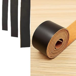 Lederband - Dunkelbraun - Flaches Rindslederband - Lederstreifen - Lederband braun - Punzierleder - Lederstreifen für Gürtel Rohling