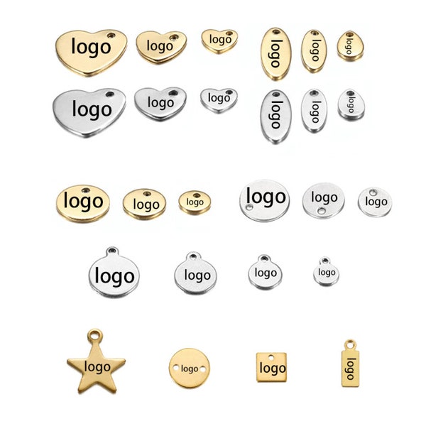 100 Custom Stainless Steel Charm, Gold Silver Personalized Charm, Logo Charm Beads, Laser Engraved Charm Beads For Jewelry Bracelets Making