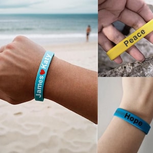100 Pcs Custom Wristbands - Personalized Text Printing Rubber Silicone Bracelet Events Motivation Gifts Cancer Support Fundraisers Awareness
