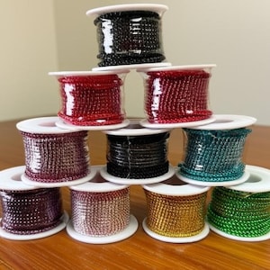 10 Yards strassketting met helder kristal - 2 mm, 2,5 mm knutselaccessoires - zwart, blauw, groen, geel, rood - beker met strass-versiering