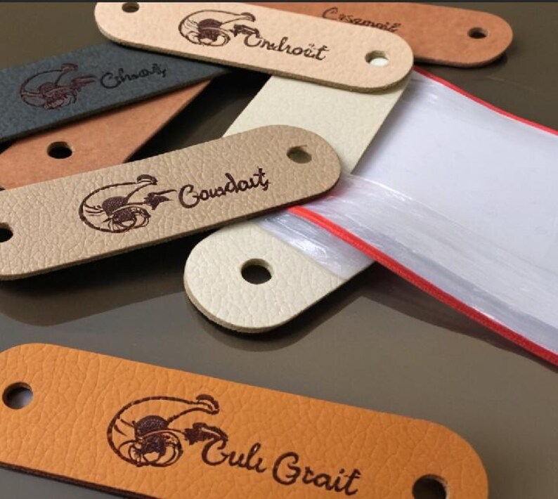 30 Custom Labels With Rivet, Knitting Beanie Tags, Personalized Leather ...