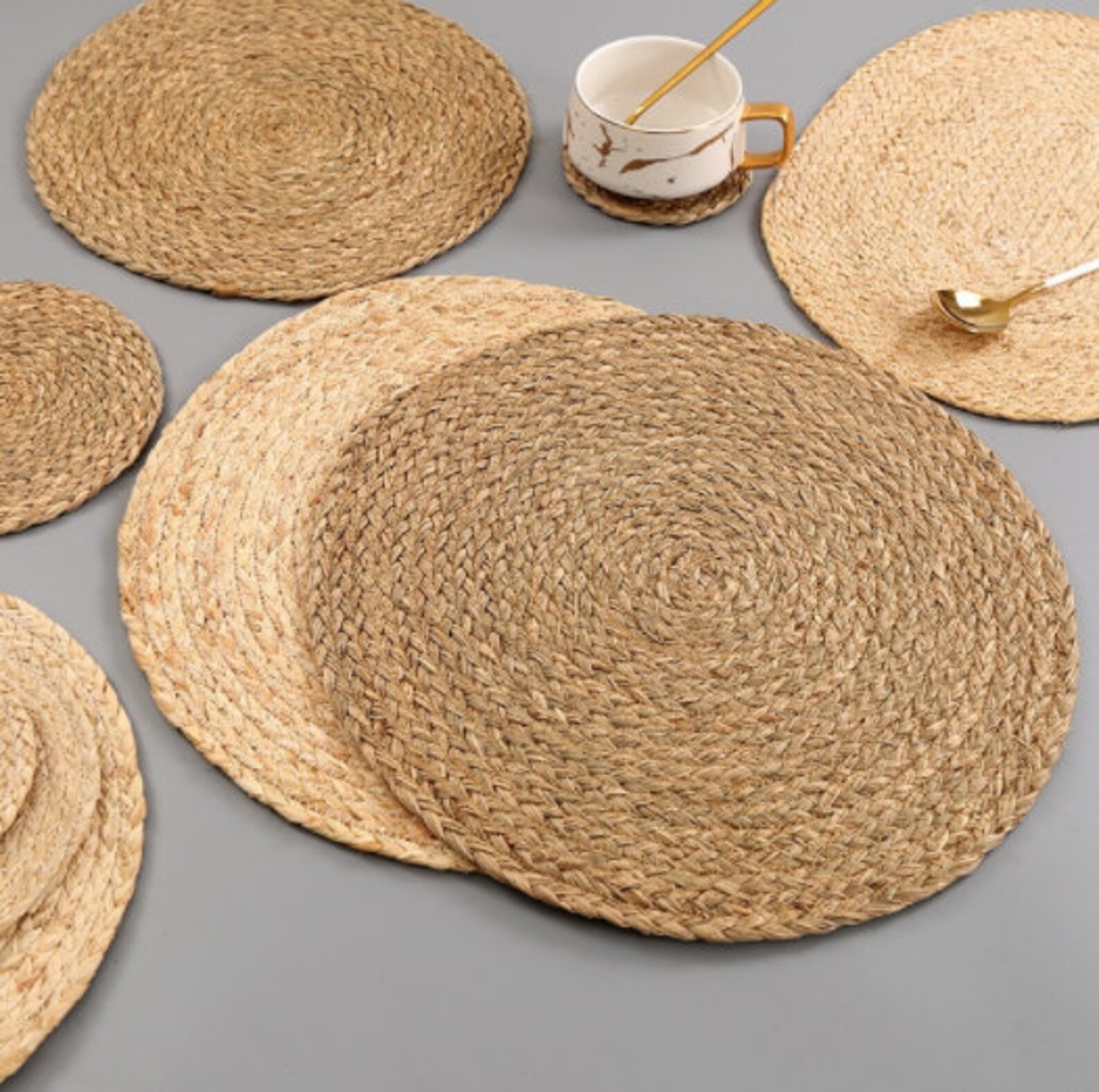 Round Woven Placemat Straw Table Mats Dining Mats Etsy