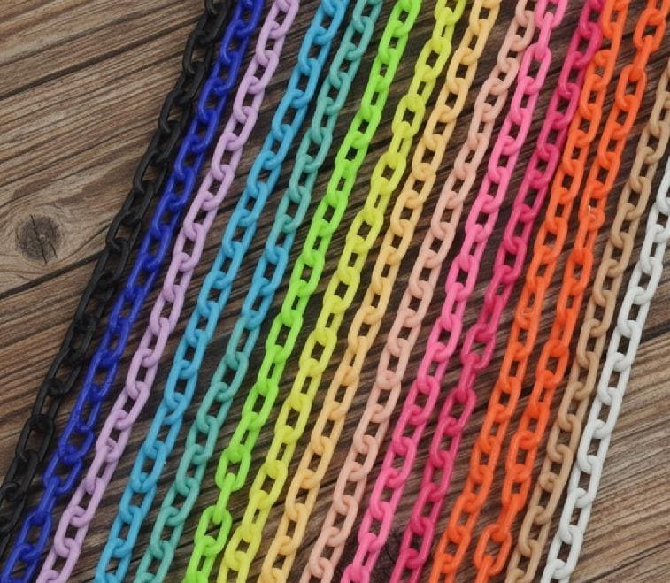 Plastic Flat Chain, Jewelry Making Supplies, Necklace Craft Supplies Findings Bulk Chain Men Women Red Yellow Pink Purple Black White DIY