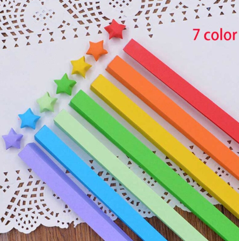 Origami Star Paper Strips Star Folding Paper Rainbow Origami Etsy