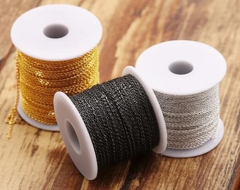Jewelry Chain Iron Cable Style 5 Meter Length - 1.5 mm 2 mm 2.5 mm 3.5 mm Links - Gold Silver Black - Wholesale Bulk Flat Cable Chain