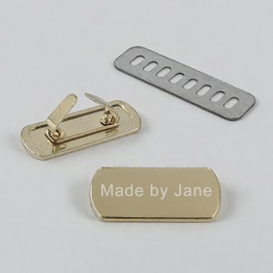 Personalized Purse Bag Label Gold Metal Blank Rectangle Tags With Feet, Custom Laser Engraved Logo For Handcrafted, Bag Making Supplies