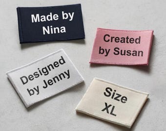 Custom Clothing Labels -  Fabric Sew in Sew on Labels - Big Personalized Cloth Tags for Clothes End Fold Cloth Labels Knitting Quilts Beige