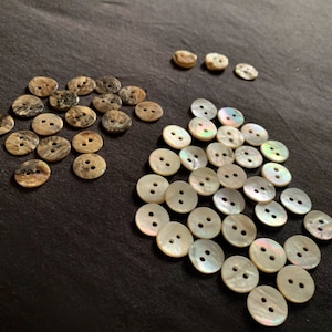 48 Pcs Pearl Shell Buttons - Pearl Sewing Buttons - Round Buttons with Two Holes - Craft 9 mm 10 mm 11.5 mm 12.5 15 18 20 23 25 30 mm