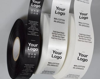 1000 etiquetas de ropa personalizadas - Instrucciones de lavado Tela Coser en coser en etiquetas de cuidado de lavado - Etiquetas de tela personalizadas para tejer ropa