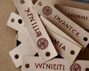 Custom Leather Labels, Personalized Knitting Labels, Clothing Labels, Crochet Tags, Garment Labels, Fabric Labels, Sewing
