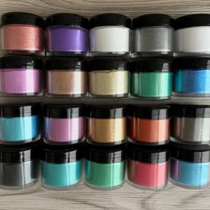 24 Stück Mica Powder - Pigmentpulver - Harz Pigment - Epoxidharz Färbung - Mica Pigment für Slime Seifen Färbung Dye - Bad Handwerk