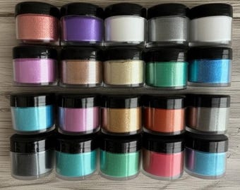 24 Stück Mica Powder - Pigmentpulver - Harz Pigment - Epoxidharz Färbung - Mica Pigment für Slime Seifen Färbung Dye - Bad Handwerk