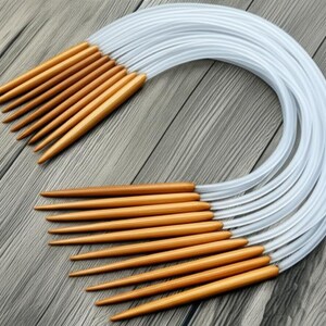 18 Pcs 16 32 inches Circular Knitting Needles Set - Bamboo Wood Crochet Hook Kit - Kit Aiguilles Circulaires - Breinaalden Set - Starter image 4