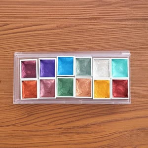 12 Colors Solid Watercolor Paints Set Textured Pearlescent Pigment Metallic Glitter Portable Painting Art Supplies Pallette d Acuarela Suit image 1