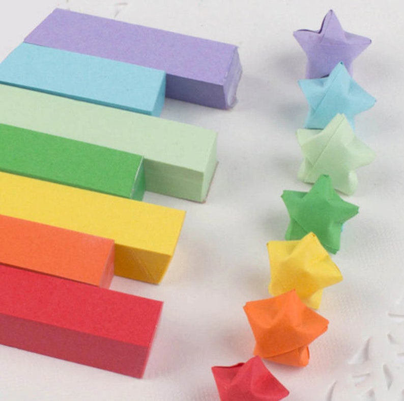 Origami Star Paper Strips Star Folding Paper Rainbow Origami Etsy