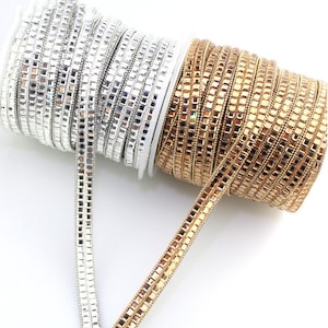 Rhinestone Chain With Clear Crystal - 0.9 cm DIY Sparkling Accessories - Gold Silver - Rhinestone Trim Cup By the Yard - Silver Setting
