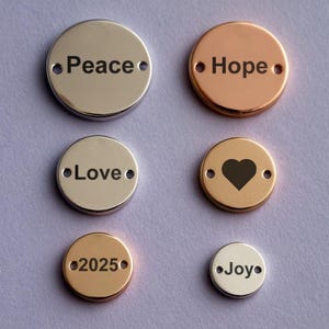50 Custom Charm, Stainless Steel Gold Silver Personalized Charm, Logo Charm Beads, Laser Engraved Charm Beads For Jewelry Bracelets Making