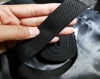 Correas de nailon negro de 5 yardas, correas de nailon pesado, para correas, cinturón, correas de collar de perro, correas de correa 0,6 0,8 1,0 1,2 1,5 2,0 pulgadas