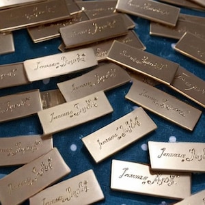 100 Pcs Custom Purse Bag Label Gold Black Silver Metal Blank Rectangle Tags With Feet, Personalized Laser Engraved Logo For Handcrafted