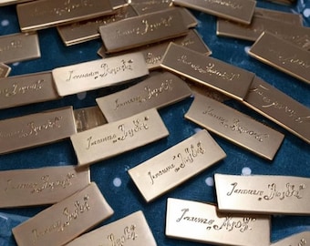 100 Pcs Custom Purse Bag Label Gold Black Silver Metal Blank Rectangle Tags With Feet, Personalized Laser Engraved Logo For Handcrafted