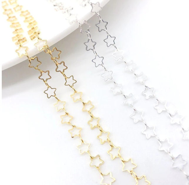 Star Chain for Jewelry Making, Gold Silver Chains Findings, Stars Body  Chains Crafts Accessories Wholesale Star Link Chain Bracelet Necklace 