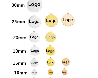 50 breloques personnalisées, acier inoxydable, pendentif personnalisé, breloque ronde avec logo, bracelets à breloques gravés au laser connecteur de fabrication de bijoux