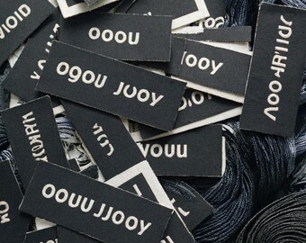 1000 Custom Clothing Labels -  Black Fabric Sew in Sew on Labels - Personalized Cloth Tags for Clothes Cloth Labels - Fabric Labels Garment
