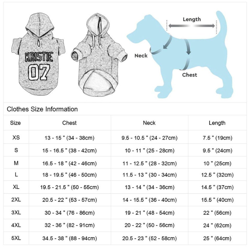 Custom Personalised Dog Puppy Pet Hoodie Clothes