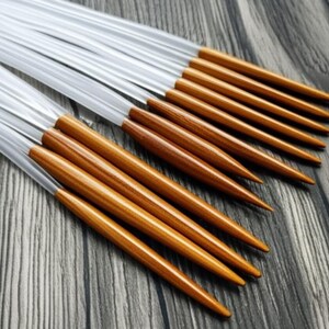 18 Pcs 16 32 inches Circular Knitting Needles Set - Bamboo Wood Crochet Hook Kit - Kit Aiguilles Circulaires - Breinaalden Set - Starter image 3