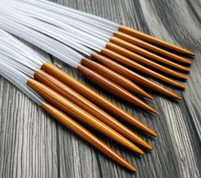 18 Pcs 16 32 inches Circular Knitting Needles Set - Bamboo Wood Crochet Hook Kit - Kit Aiguilles Circulaires - Breinaalden Set - Starter image 3