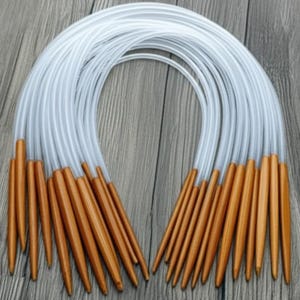 18 Pcs 16 32 inches Circular Knitting Needles Set - Bamboo Wood Crochet Hook Kit - Kit Aiguilles Circulaires - Breinaalden Set - Starter image 1