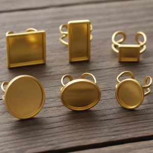 Pierścień ze stali nierdzewnej z otwartym pierścieniem, pusta ramka, miseczka z kaboszonem, elementy ustawień, 2 kolory, regulowany rozmiar, złoto, srebro, okrągły, kwadratowy, prostokątny