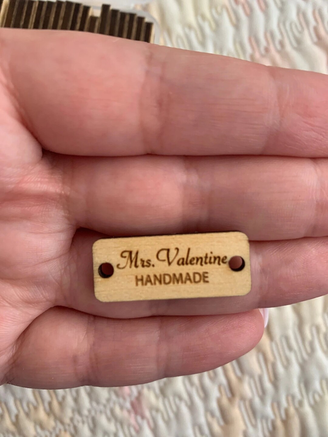 Custom Wooden Tags for Handmade Items Personalized Wooden Labels for Knitting Handmade Engraved