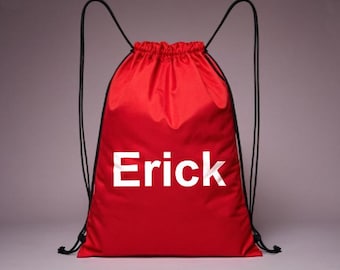 Custom Drawstring Backpack, Personalised Drawstring Gym Bag, PE Kids School, Adults Sport Bag, Swim bag with Name Logo Rucksack Sports Bag
